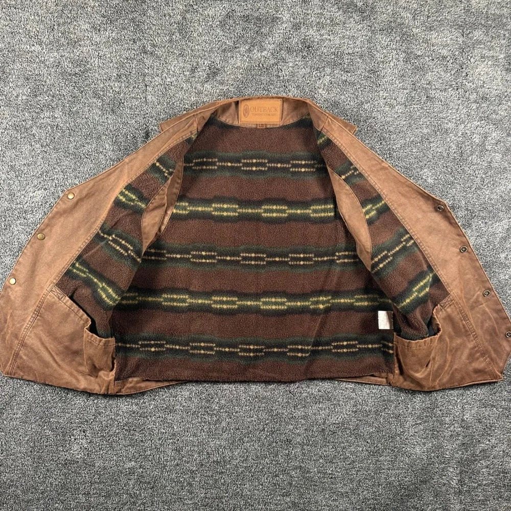 Outback Trading Company Montana Vest Mens Large Brown Western Fleece Lined